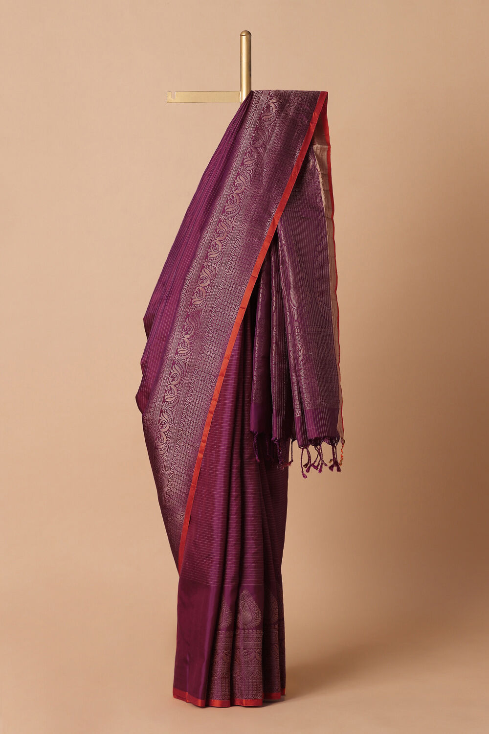 Dark Red Pure Silk South Saree image number null