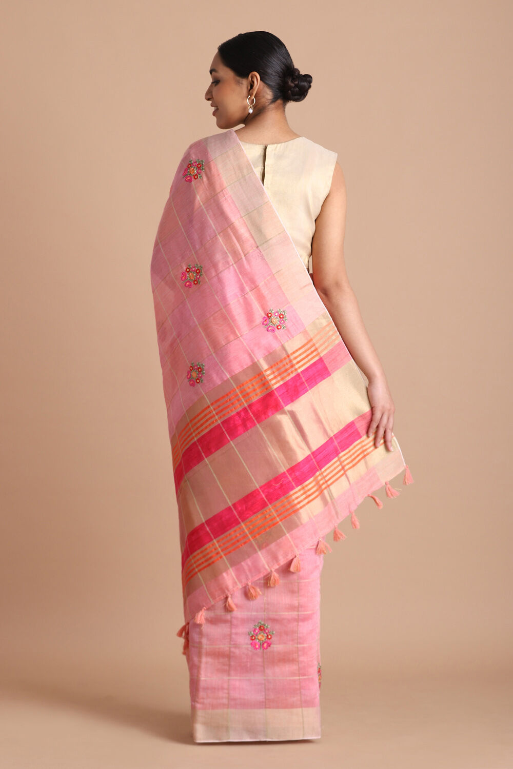 Pink Pure Embroidered Saree image number null
