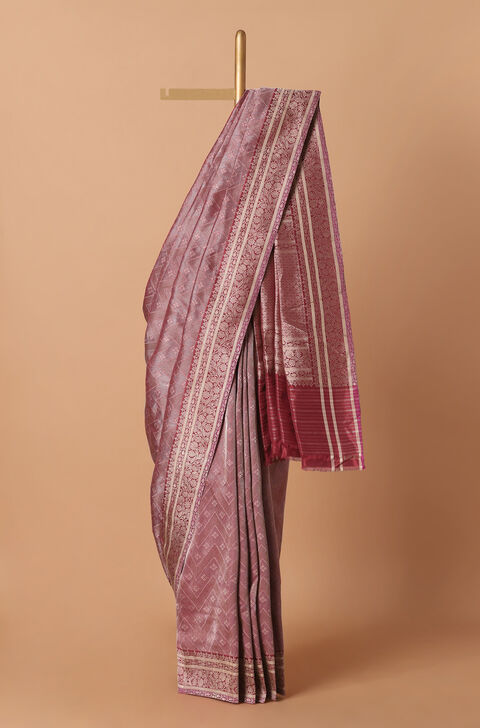 Dark Red Pure Silk Banarasi Brocade Saree