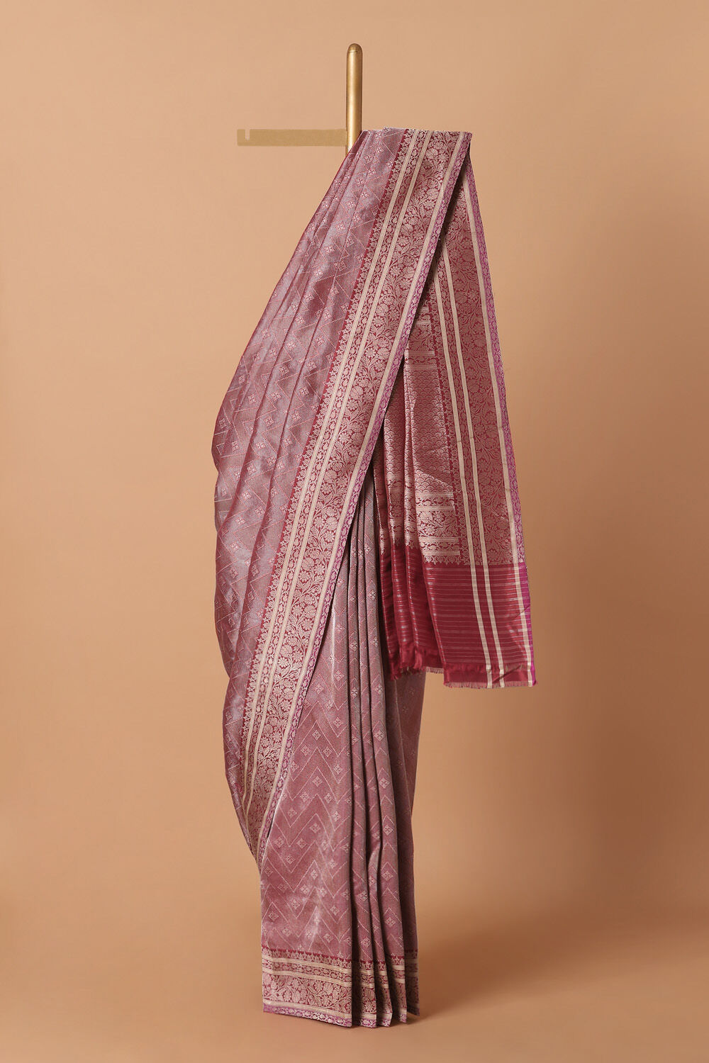 Dark Red Pure Silk Banarasi Brocade Saree image number null