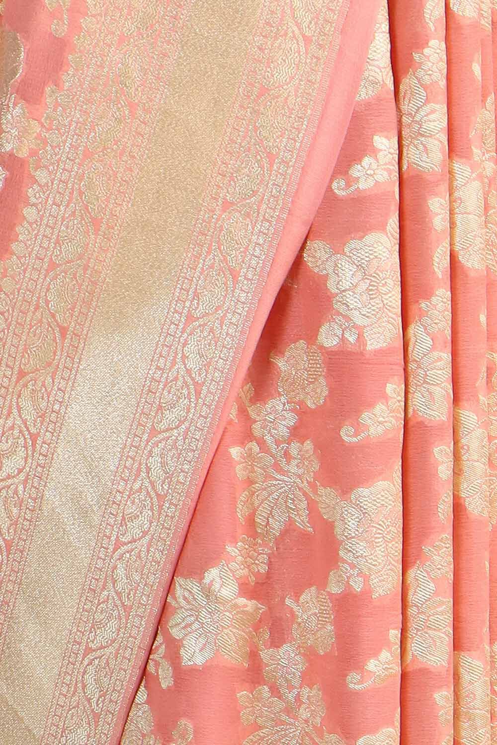 Light Pure Orange Georgette Banarasi Saree image number null