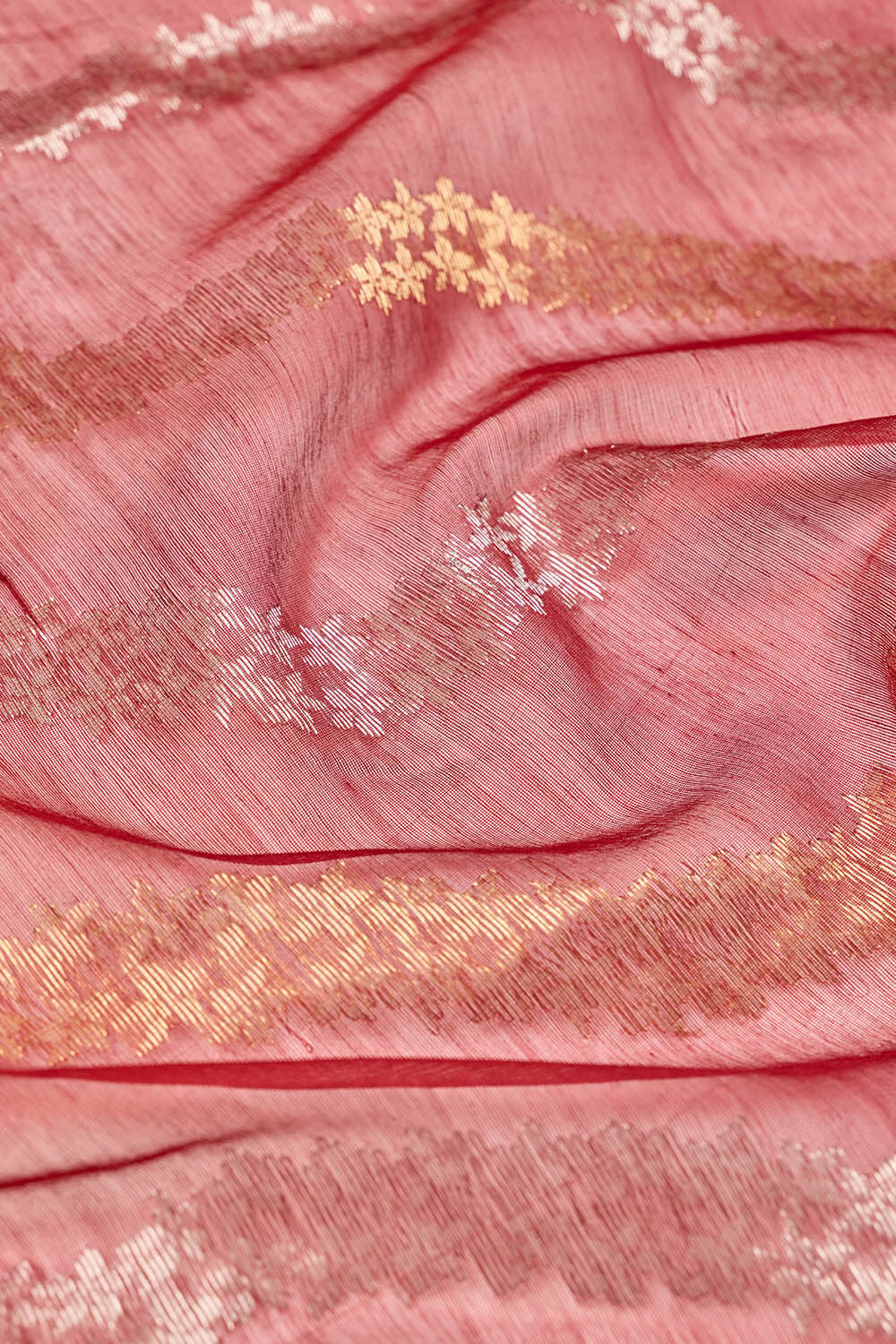 Red Woven Pure Silk Cotton Chanderi Saree image number null