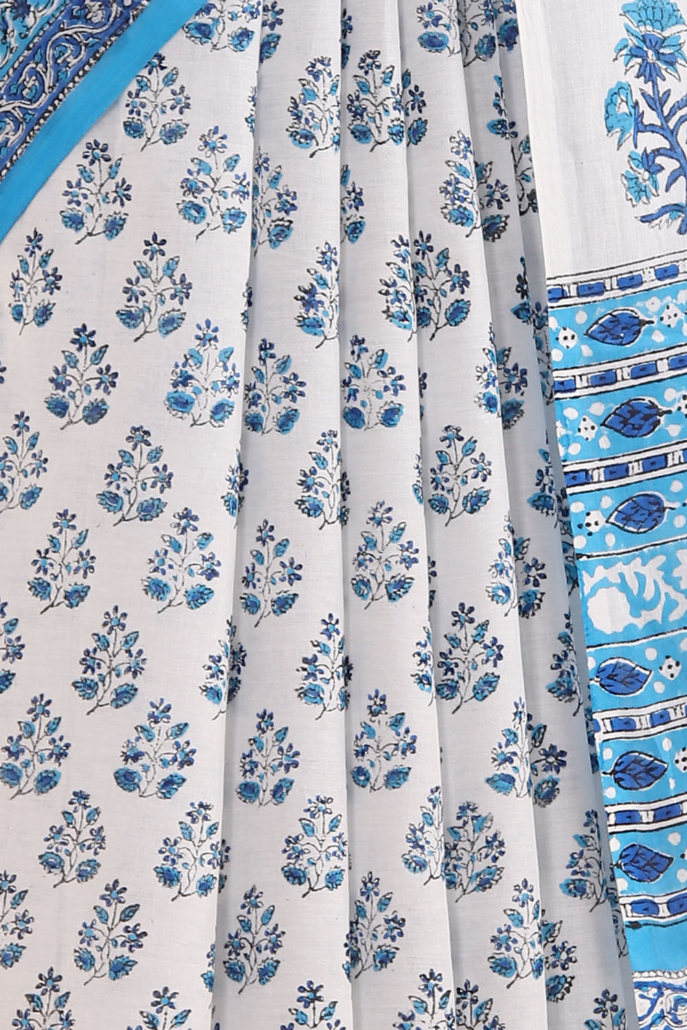 White Pure Cotton Sanganeri Printed Saree image number null