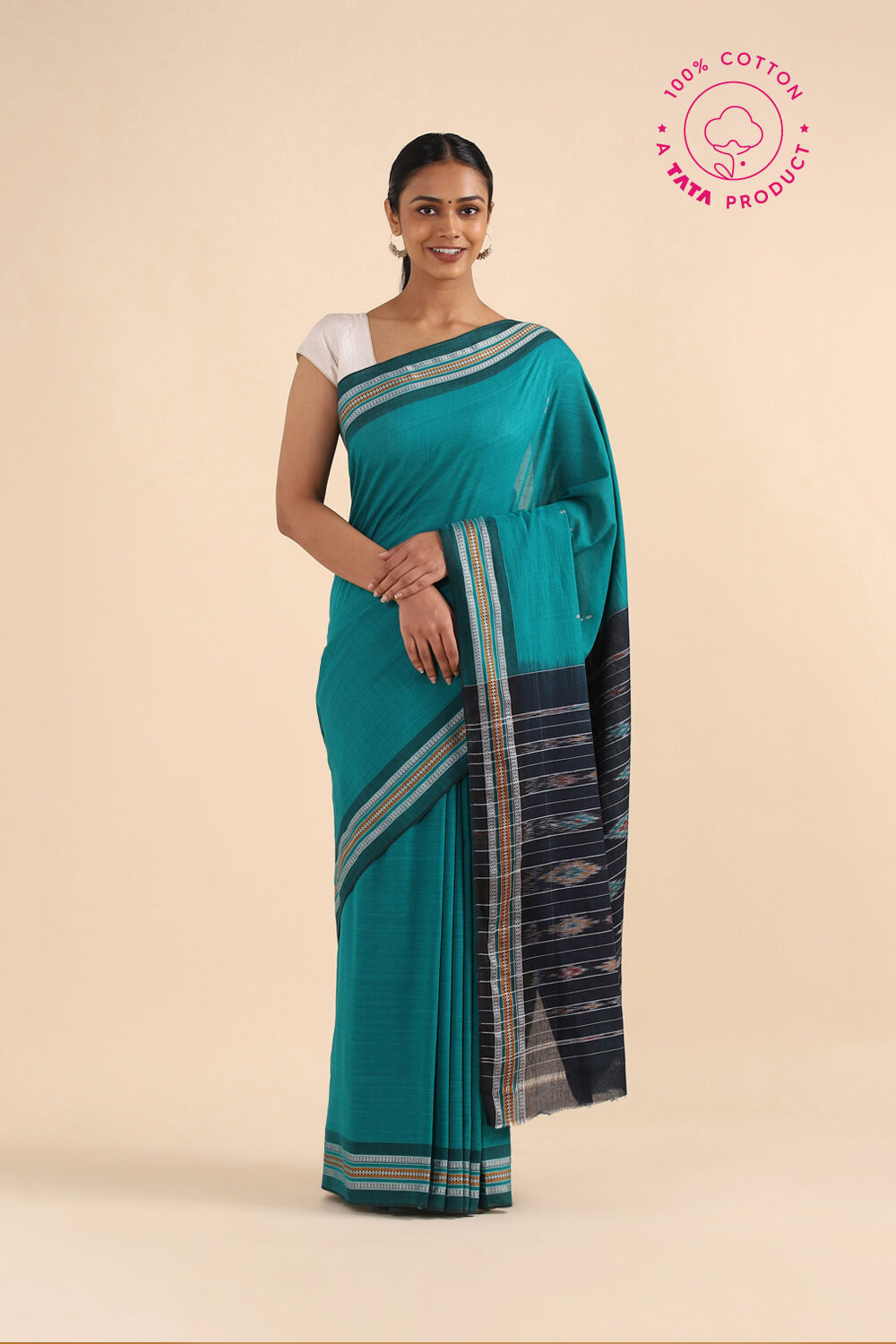 Green Pure Cotton Odissa Ikat Saree image number null