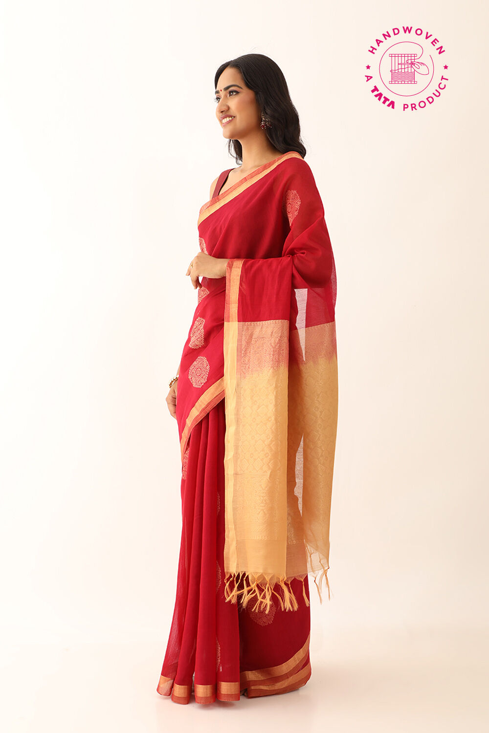 Pink Pure Silk Cotton Woven South Saree image number null
