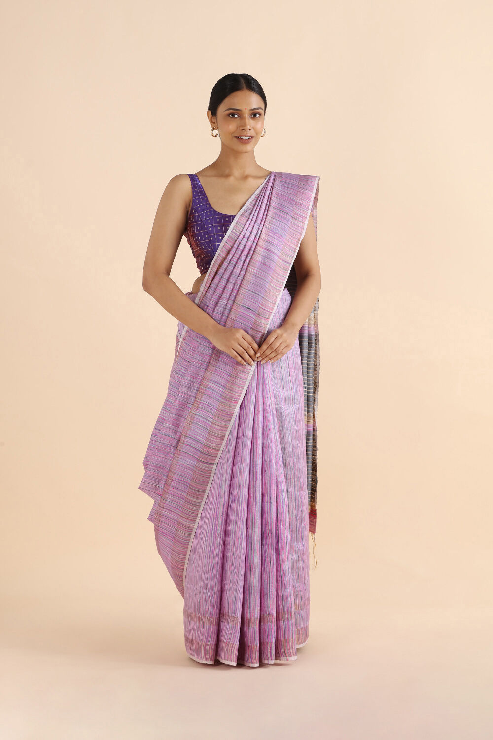 Purple Pure Tussar Silk Bhagalpuri Saree image number null