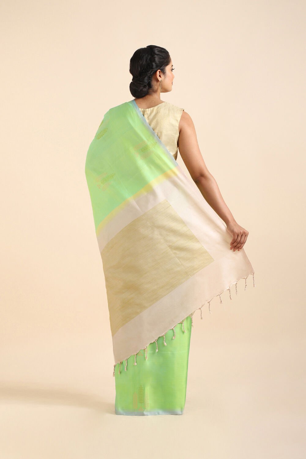 Light Green Pure Soft Silk Saree image number null