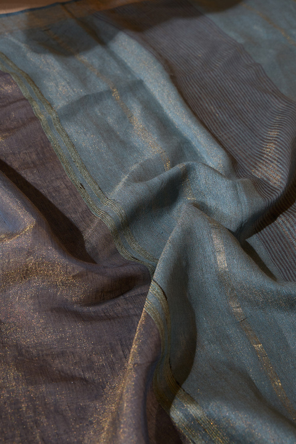 Blue Bhagalpur Woven Silk Viscose Saree image number null