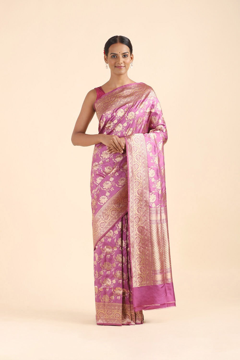 Purple Pure Silk Banarasi Saree image number null