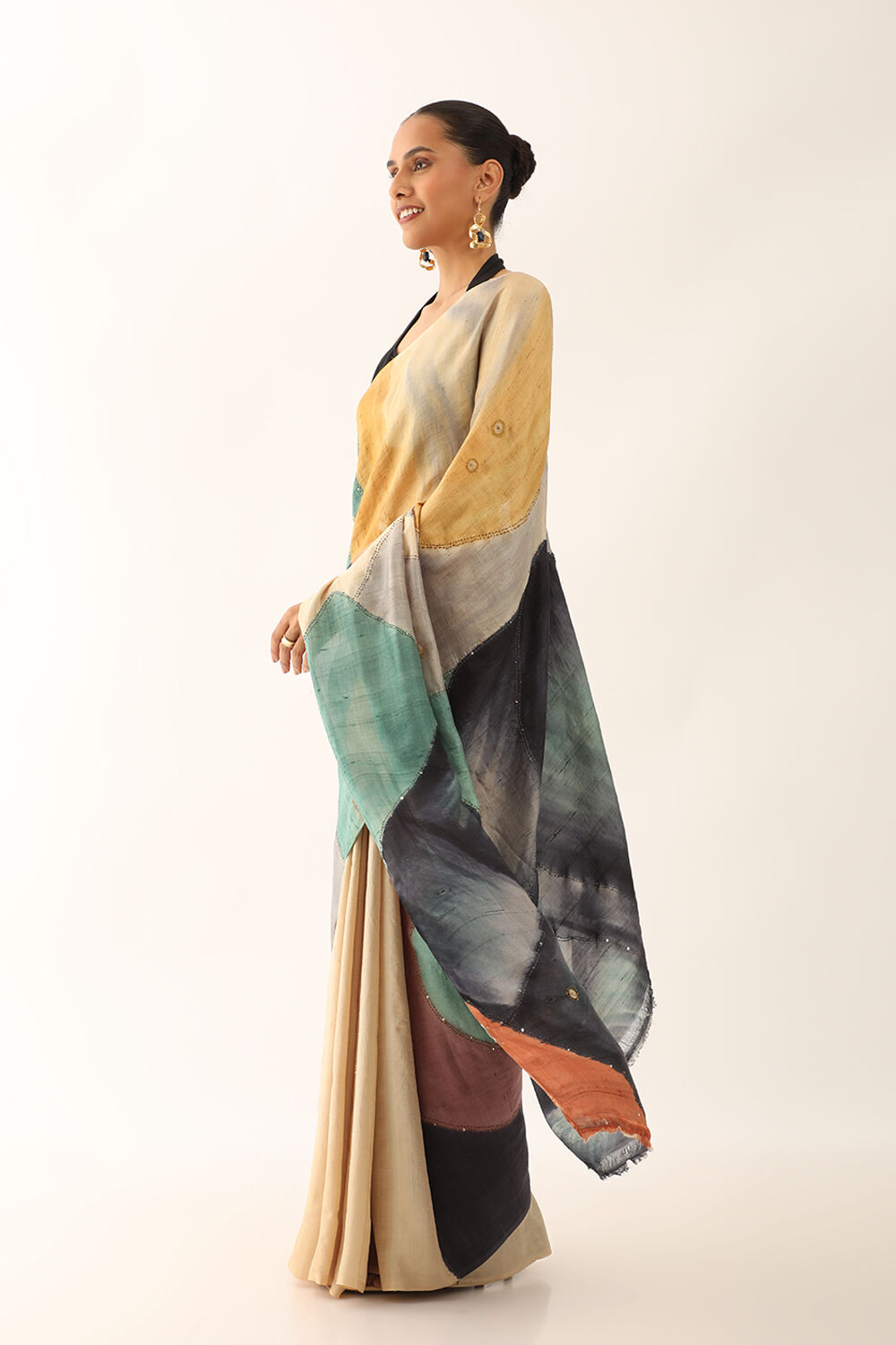 Multicoloured Murshidabad Pure Silk Hand Painted Saree image number null