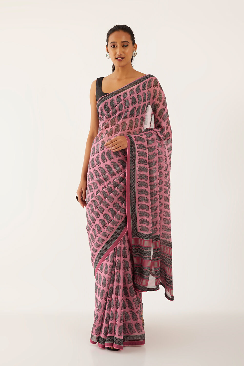 Pink Viscose Georgette Digital Printed  Saree image number null
