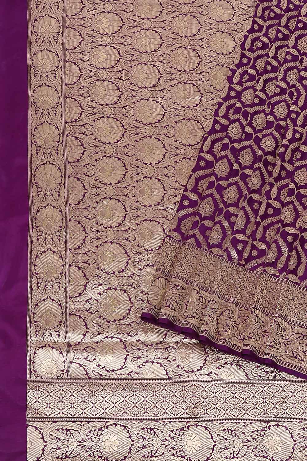 Purple Pure Silk Banarasi Saree image number null