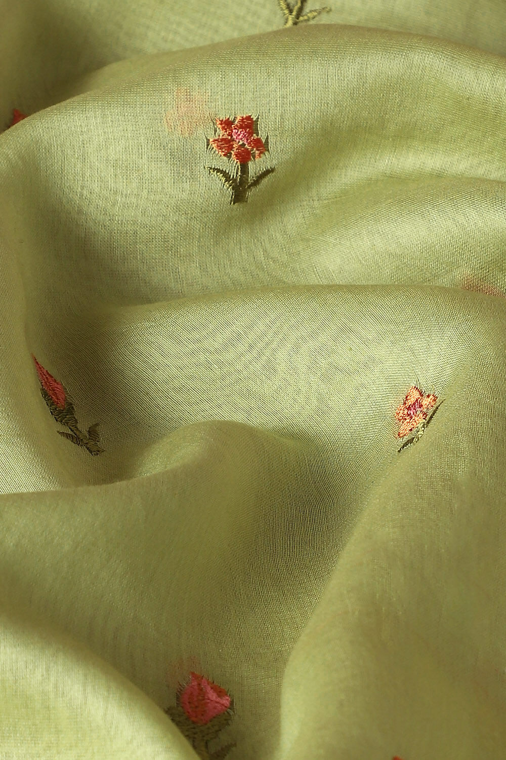Light Green Silk Linen Embroidered Unstitched Suit Set image number null