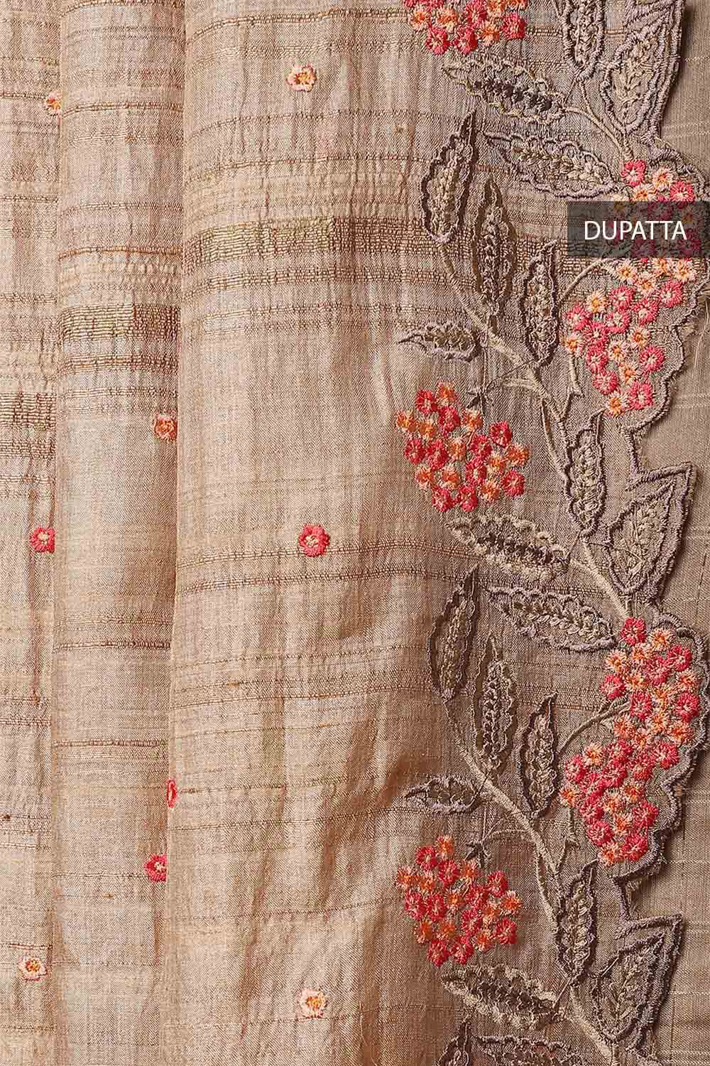 Beige Vanya Embroidered Unstitched Suit Set image number null