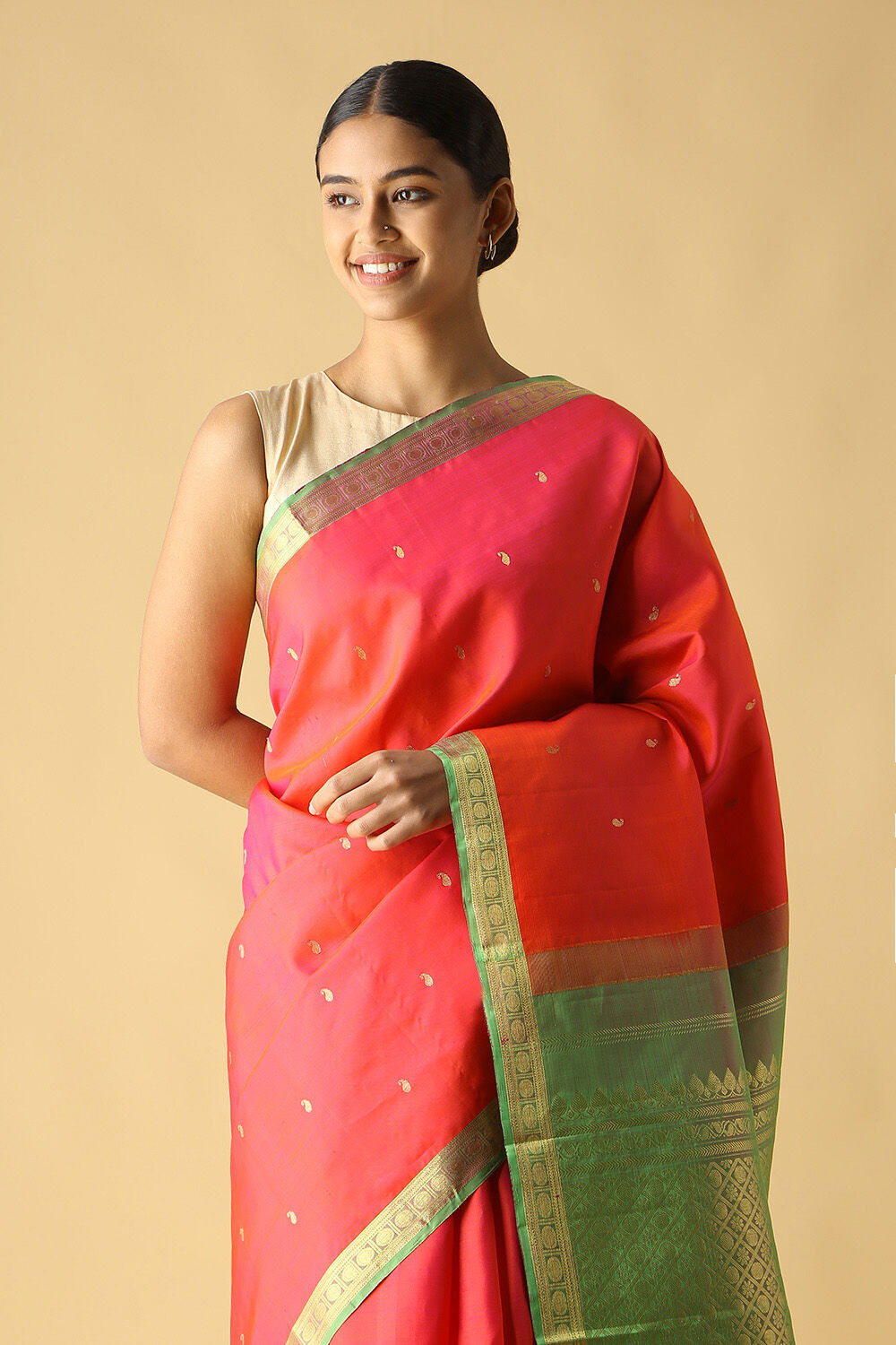 Pink Pure Silk Kanjivaram Saree image number null