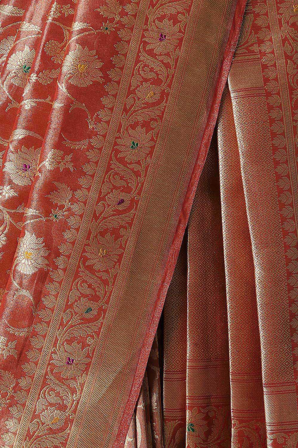 Red Pure Tissue Silk Banarasi Saree image number null