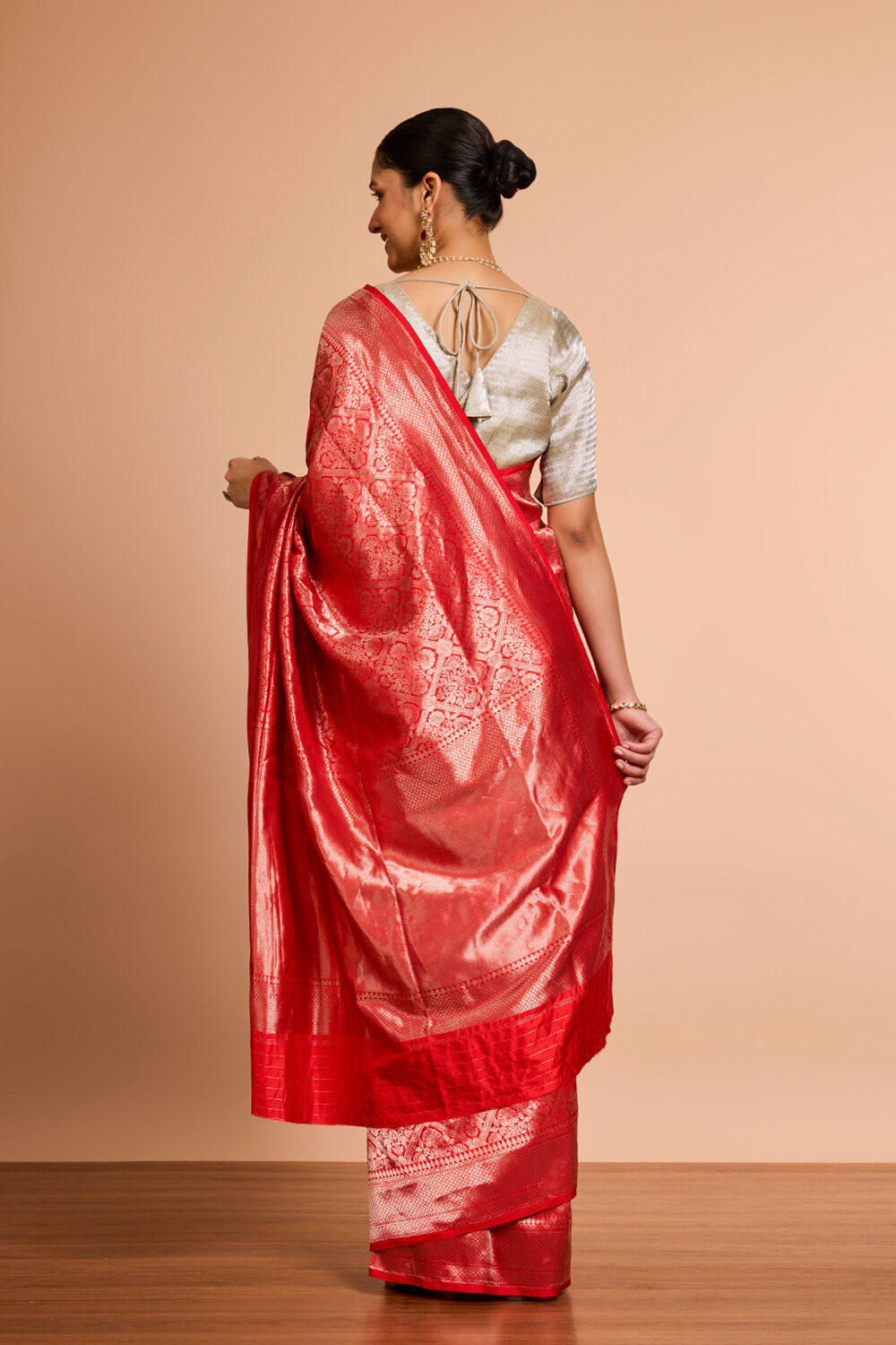 Red Pure Silk Brocade Banaras Saree image number null