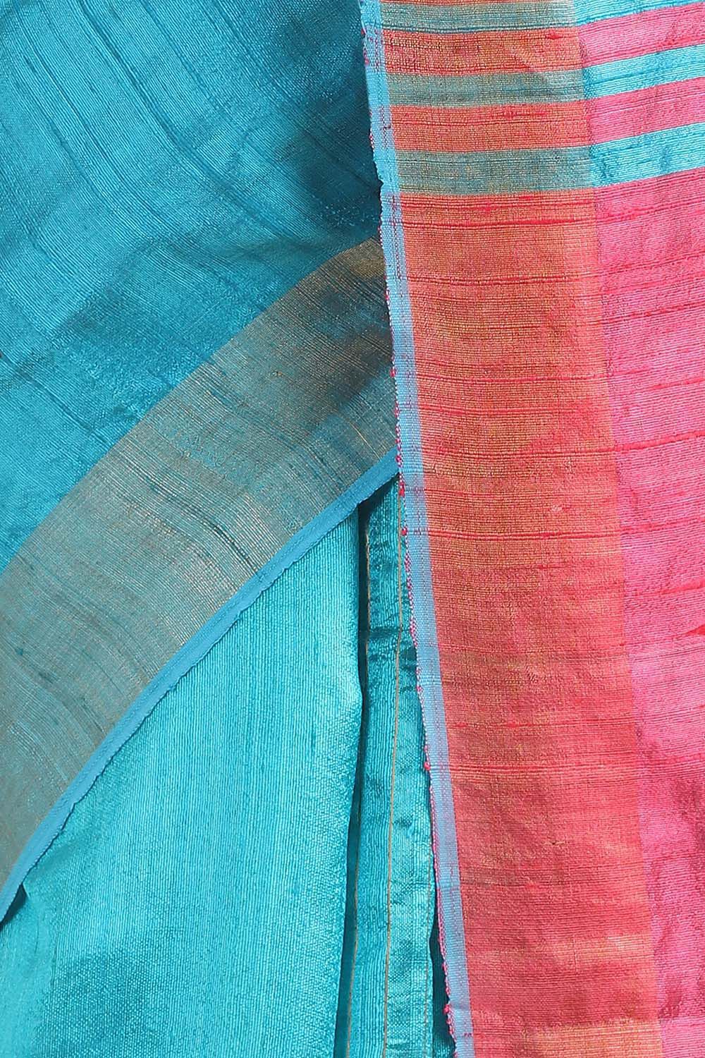 Light Blue Pure Tussar Silk Bhagalpuri Saree image number null