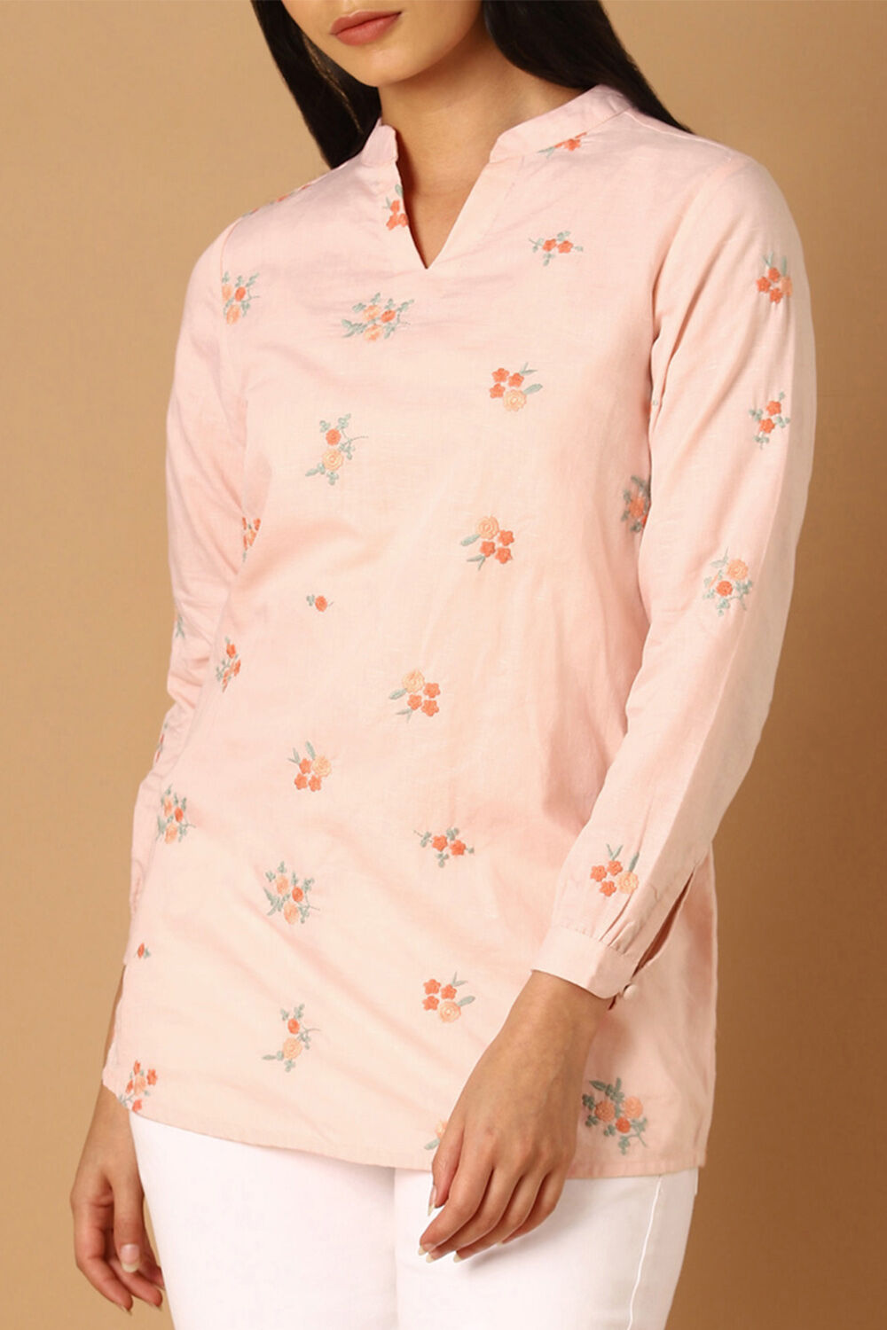 Light Pink Embroidered Kurta image number null