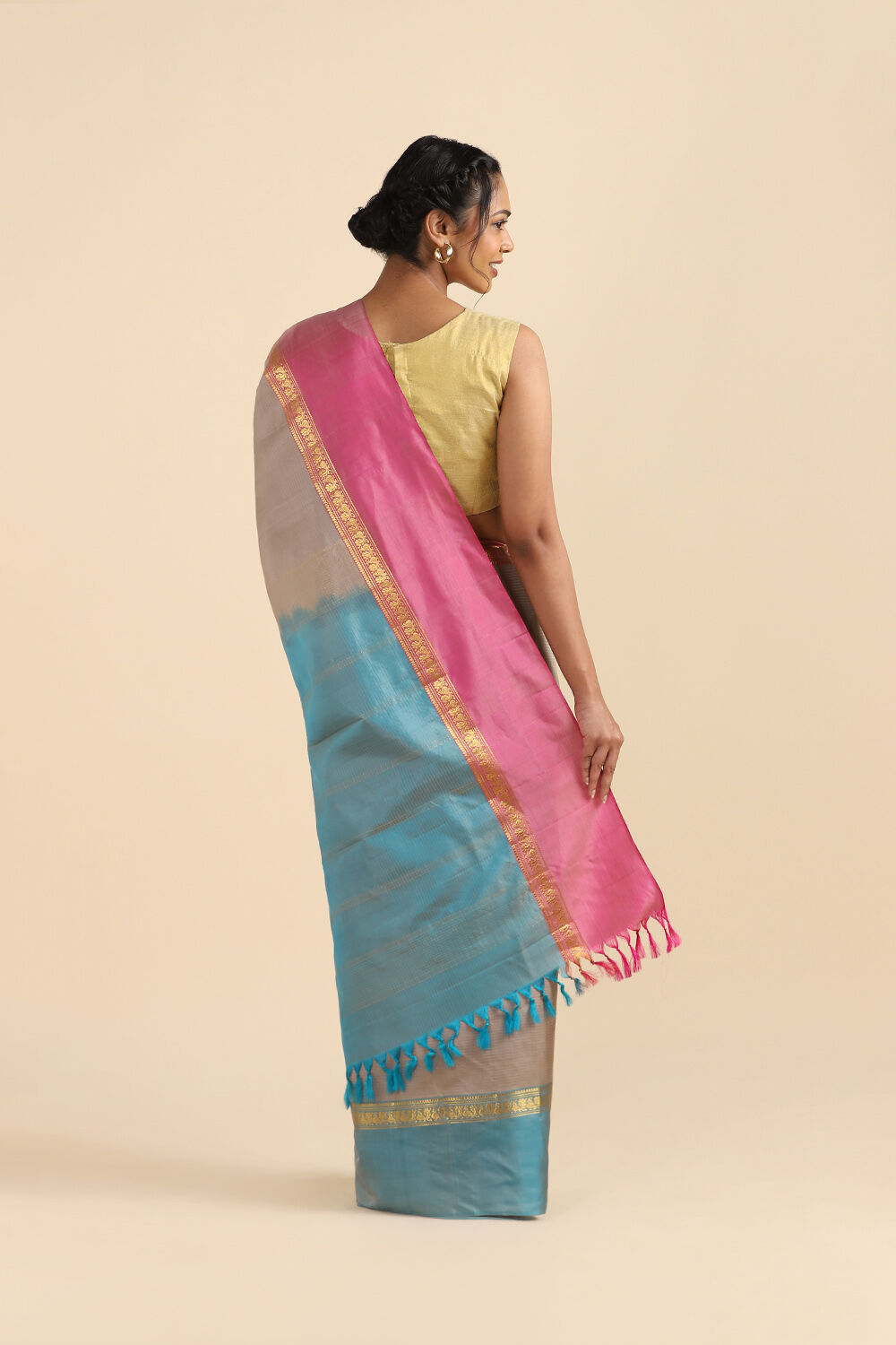 Grey Pure Soft Silk Saree image number null