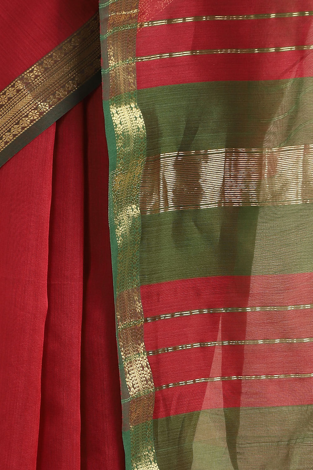 Red Pure Silk Cotton Maheswari Saree image number null