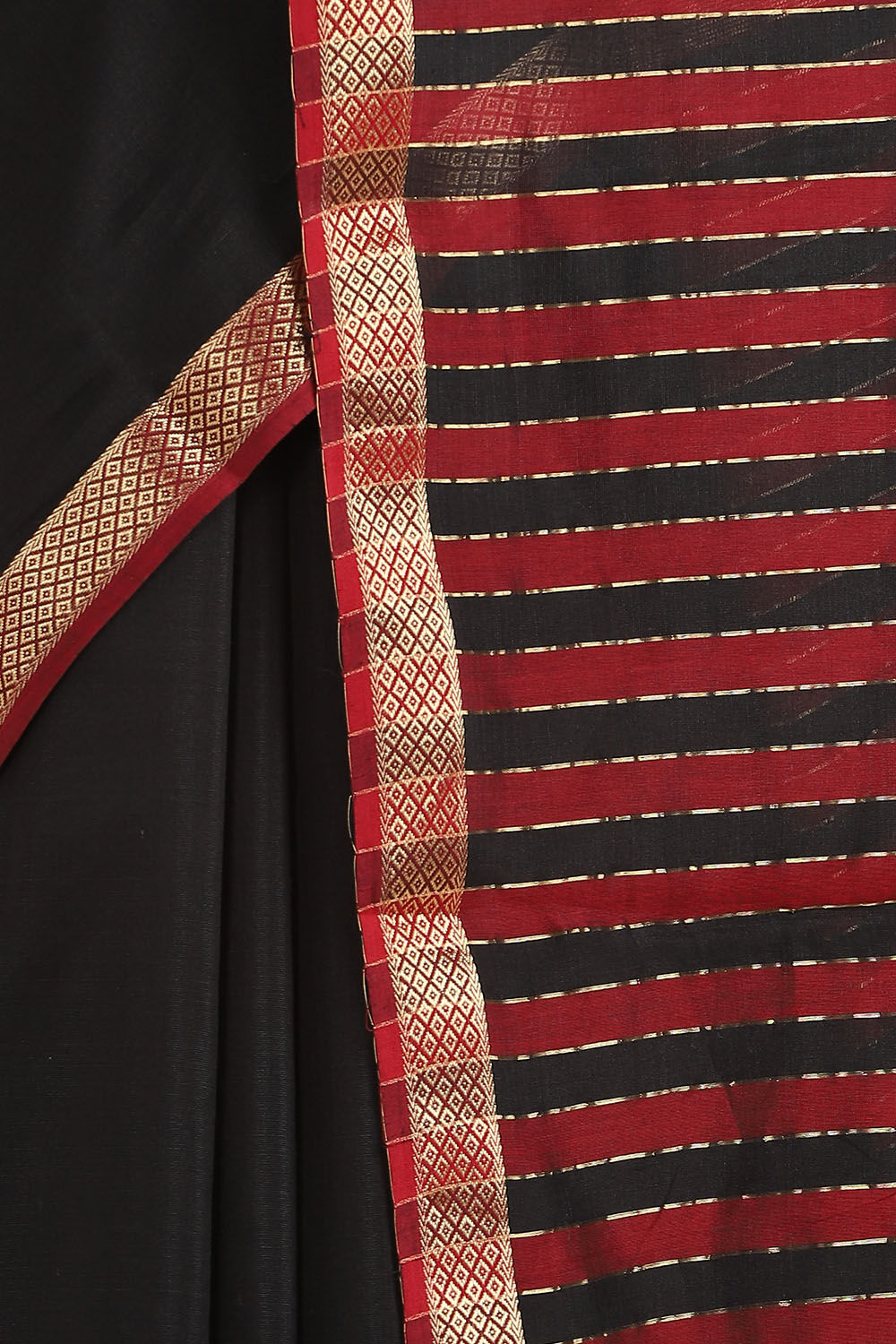 Black Pure Silk Cotton Maheswari Saree image number null