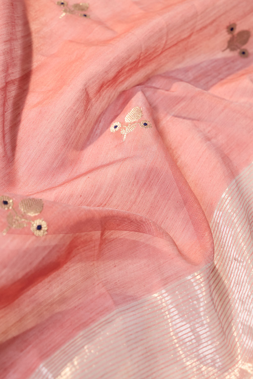 Dark Pink Eknaliya Pure Silk Cotton Chanderi Saree image number null