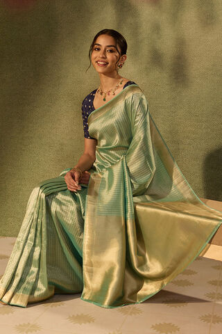 Light Blue Viscose Tissue Woven Saree image number