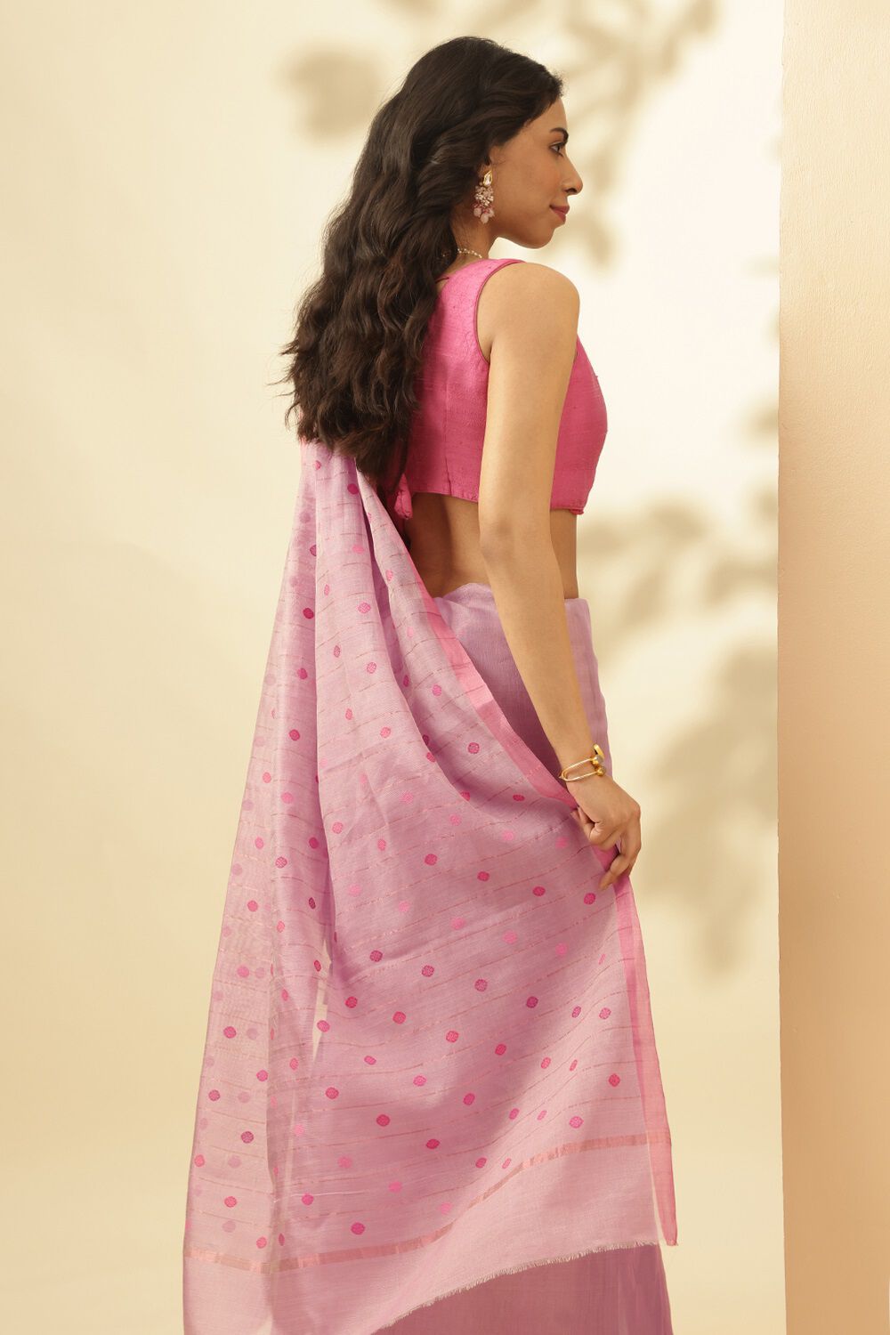 Light Violet Woven Pure Tissue Cotton Chanderi Saree image number null