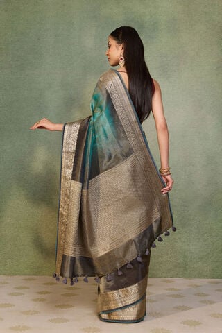 Green Printed Viscose Tissue Saree thumbnail image number null