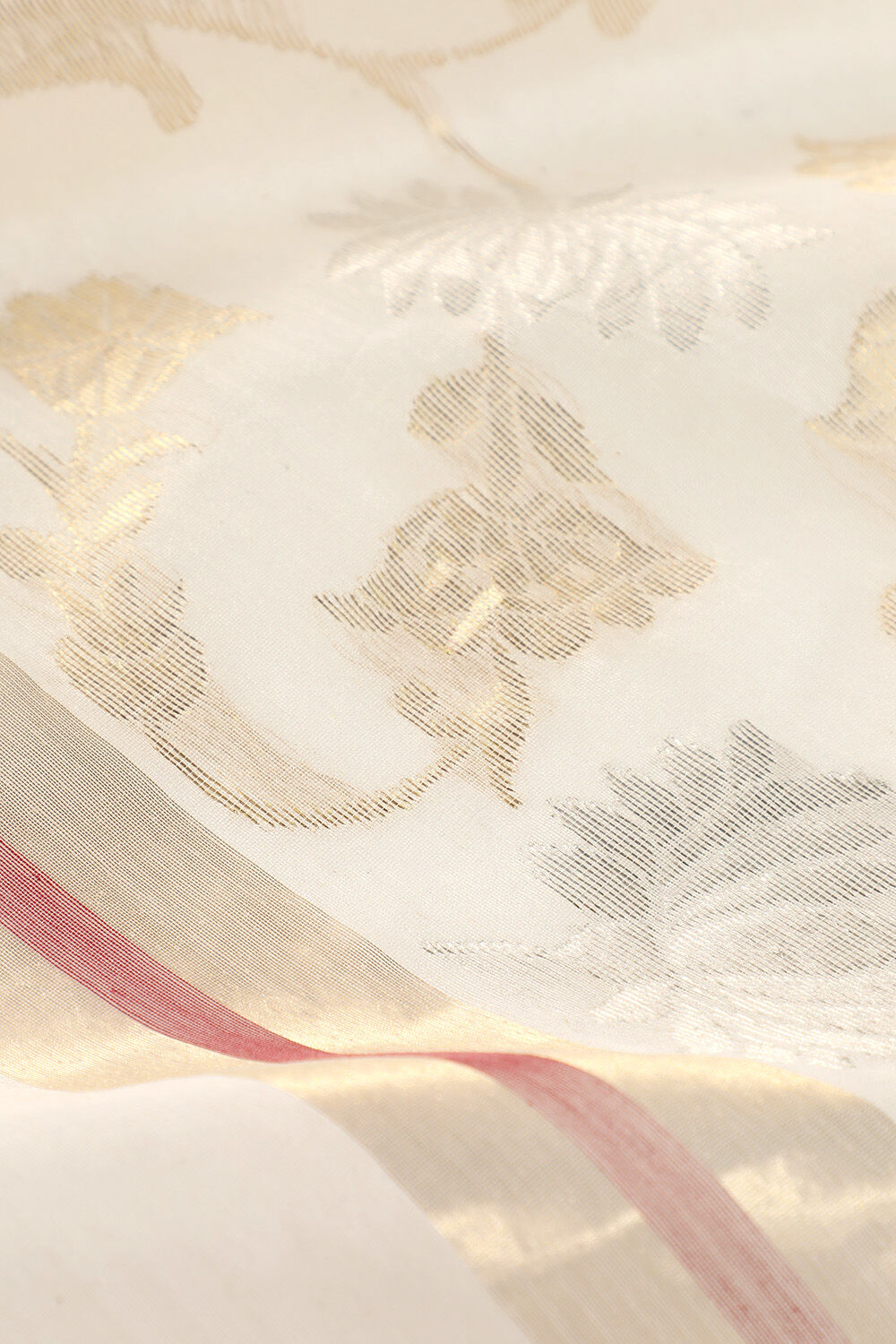 Off White Chanderi Pure Silk Cotton Woven Saree image number null