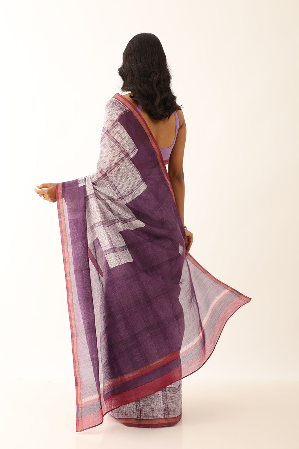 Light Violet Pure Silk Cotton Block Printed Saree image number null