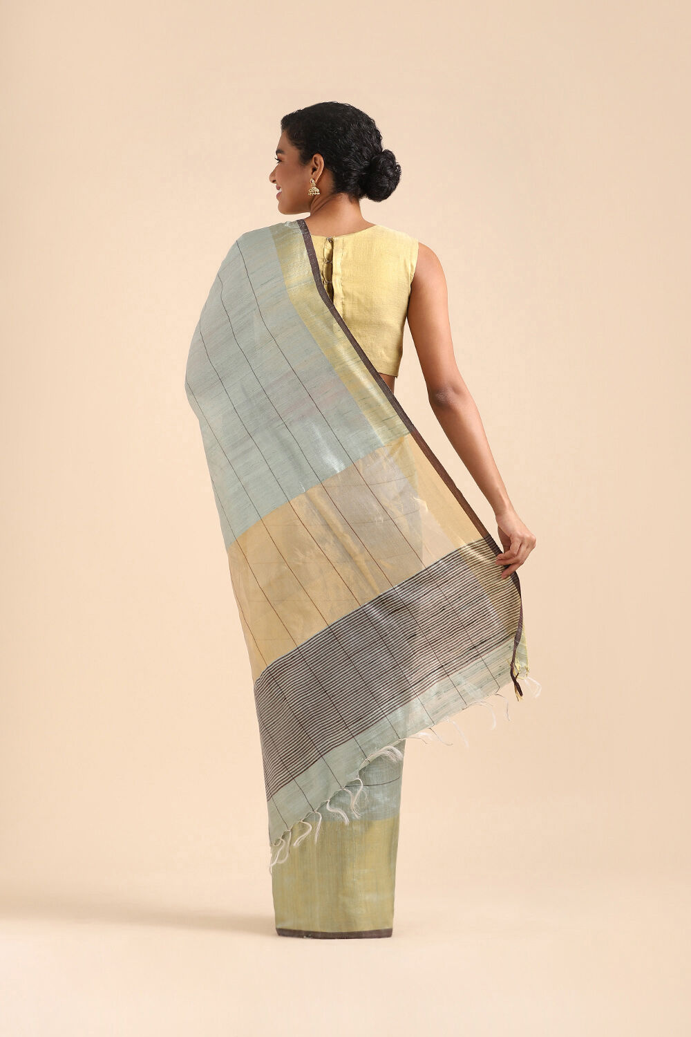 Light Green Pure Tussar Silk Bhagalpuri Saree image number null