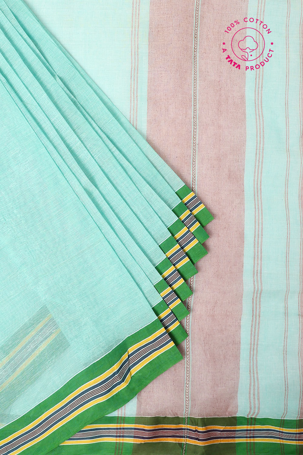 Green Pure Cotton Bengal Saree image number null
