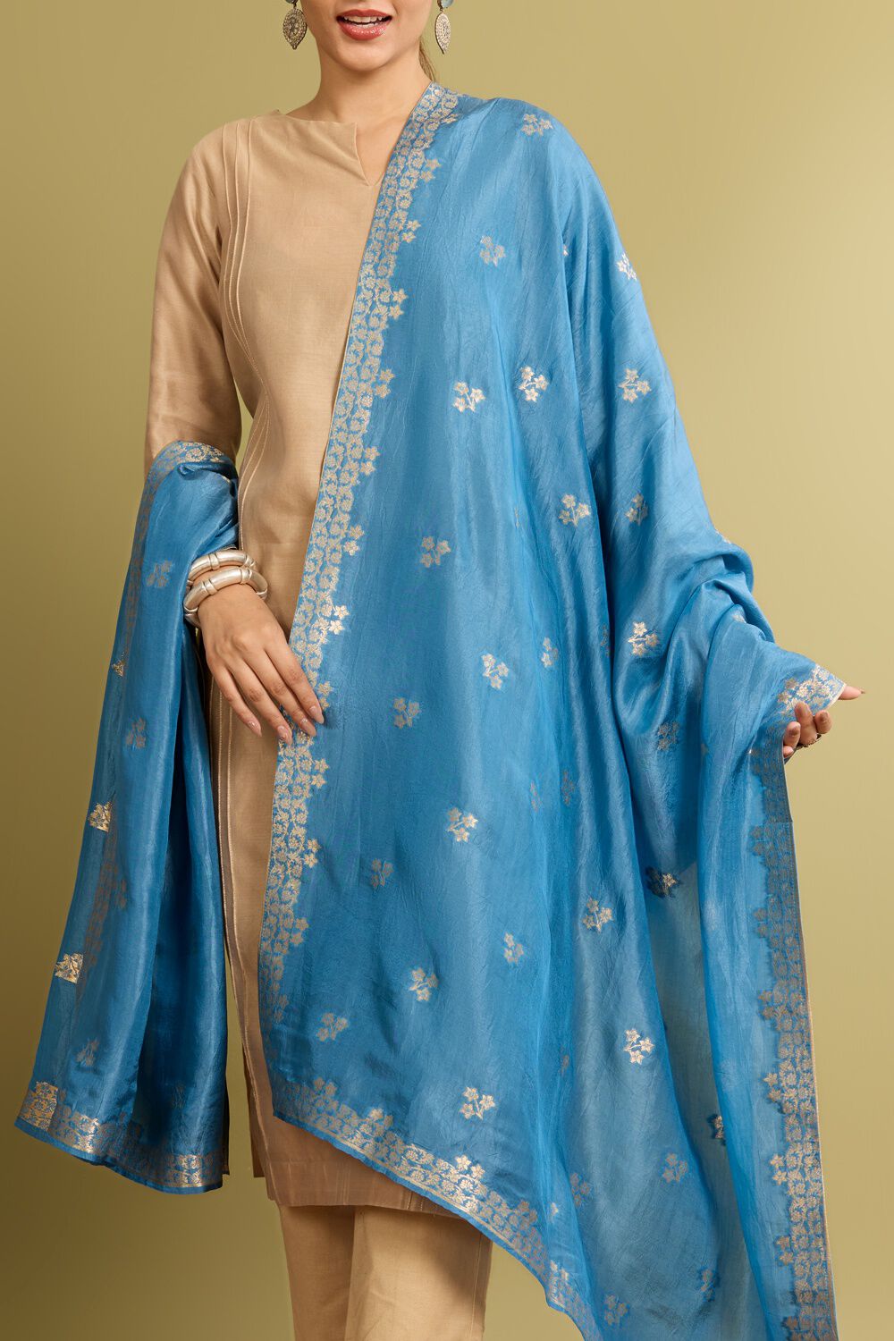Blue Woven Viscose Luxe Dupatta image number null