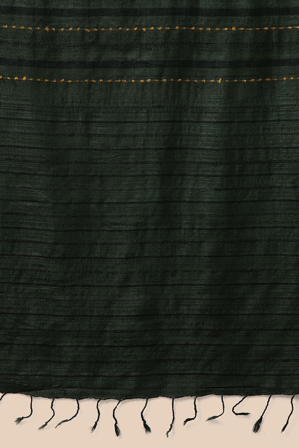 Dark Green Handwoven Pure Tussar Silk Saree image number null