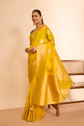 Yellow Woven Viscose Saree