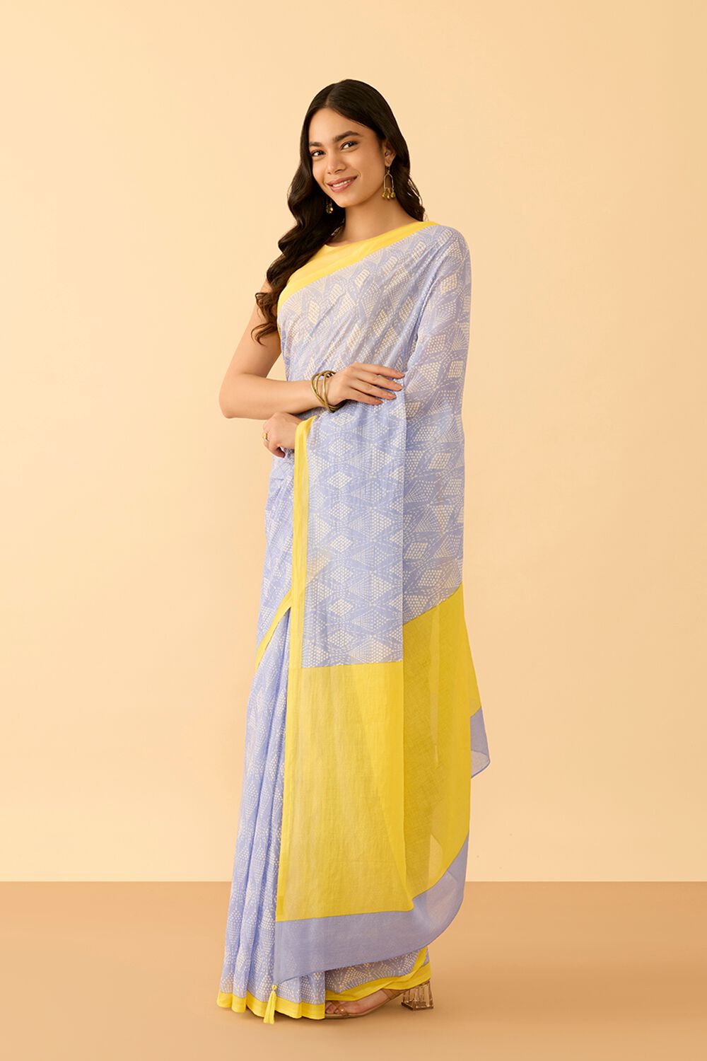 Blue Bengal Pure Cotton Mulmul Screen Printed Saree image number null