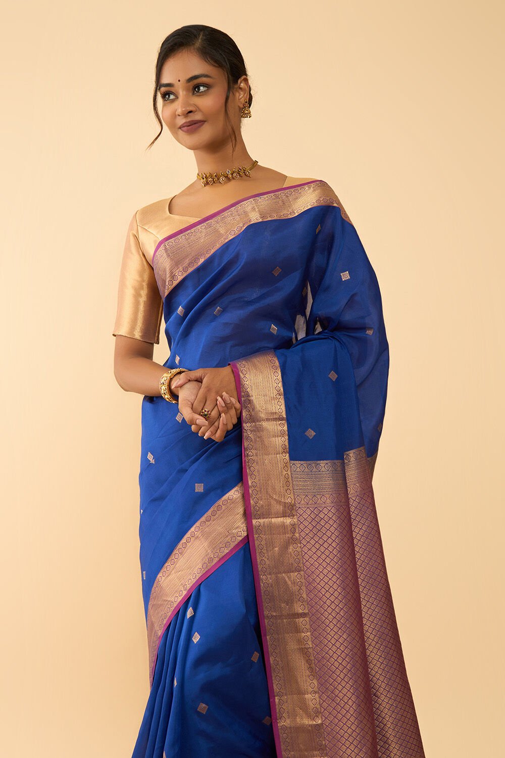 Blue Woven Silk Viscose Saree image number null