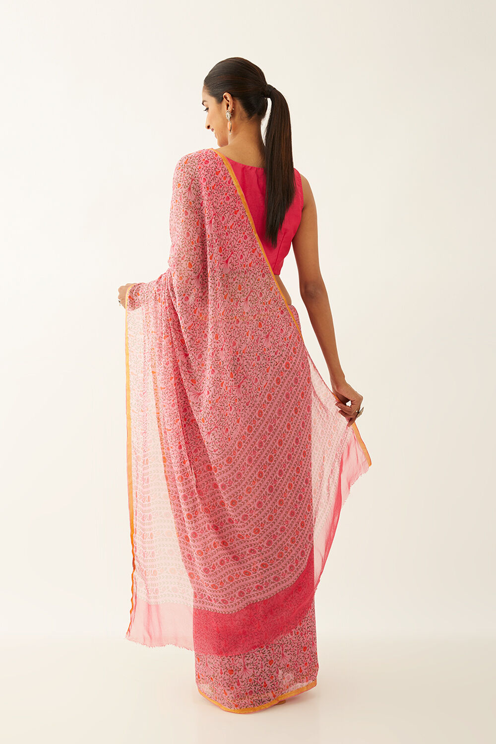 Light Pink Viscose Chiffon Printed Saree image number null