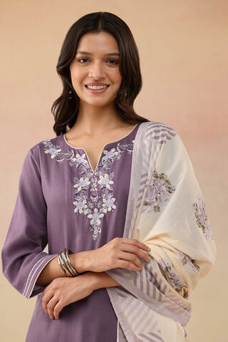 Violet Pure Cotton Embroidered Kurta Set thumbnail image number null