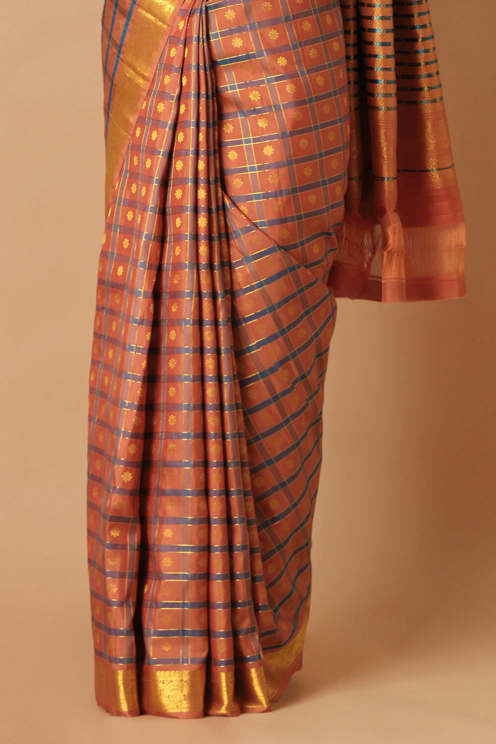 Dark Orange Pure Silk Kanjivaram Saree image number null