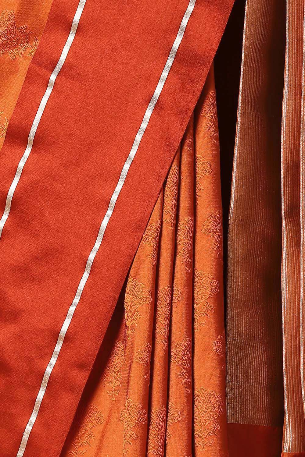 Orange Pure Silk Banarasi Tanchoi Saree image number null