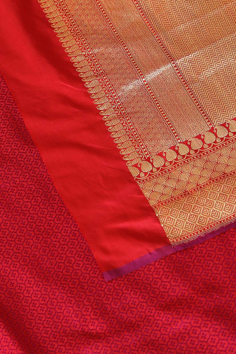 Red Pure Silk Banarasi Tanchoi Saree image number null