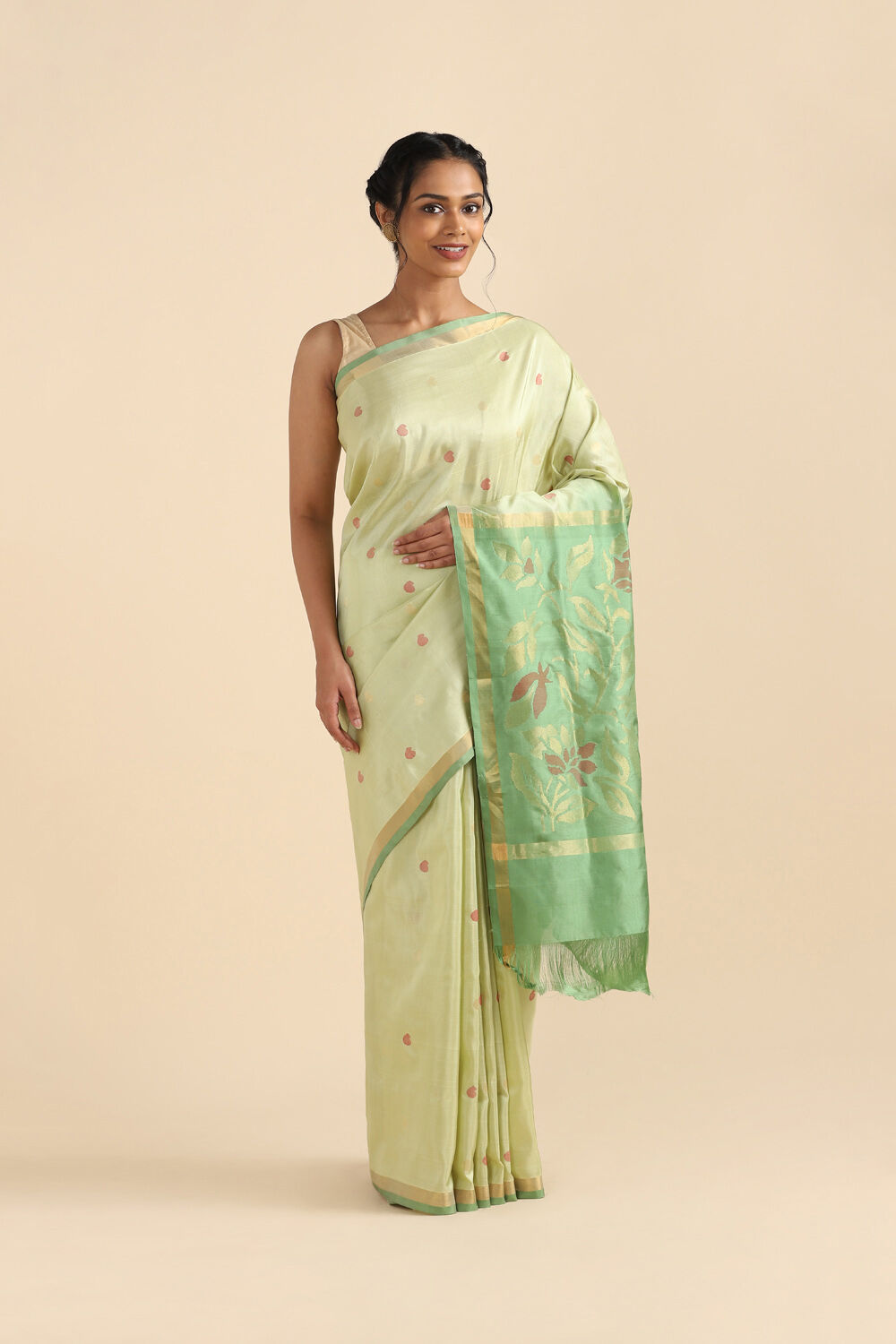 Light Green Pure Silk Uppada Jamdani Saree image number null