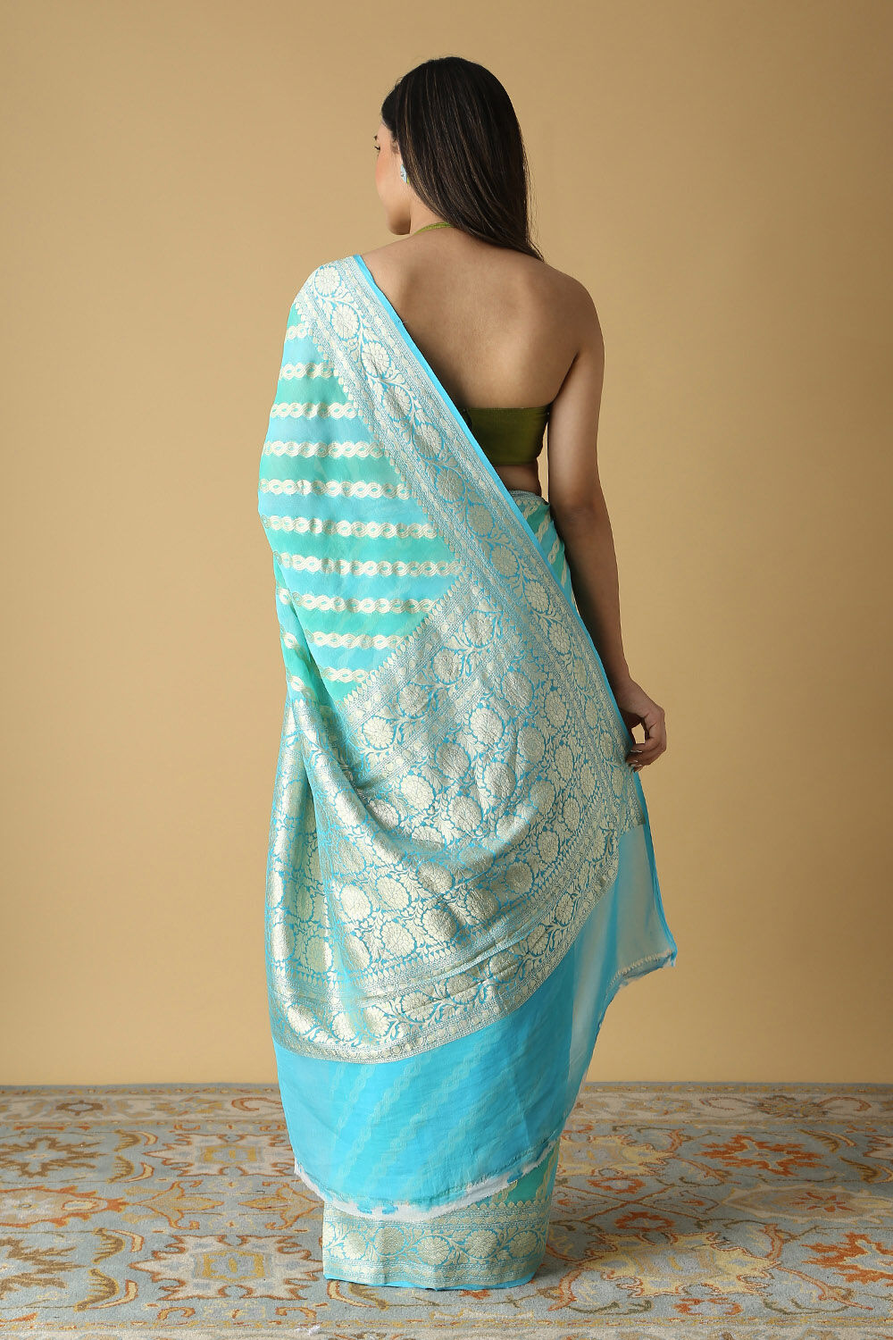 Light Pure Green Georgette Banarasi Saree image number null
