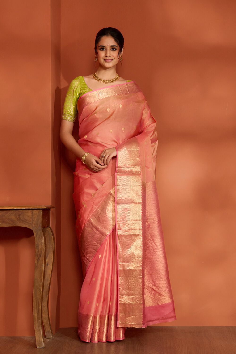 Light Orange Woven Apsara Silk Viscose Saree image number null