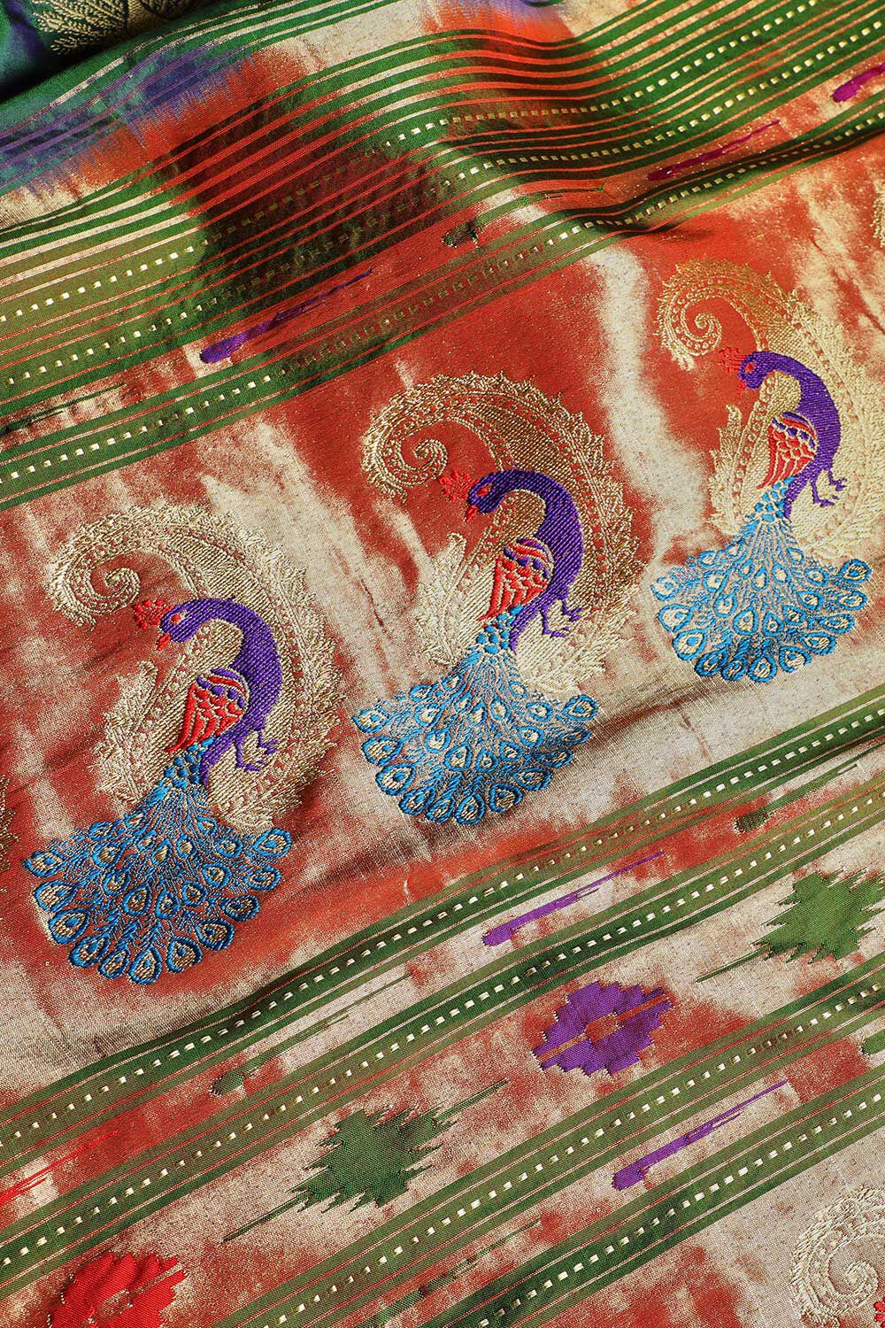 Green Pure Silk Paithani Saree image number null