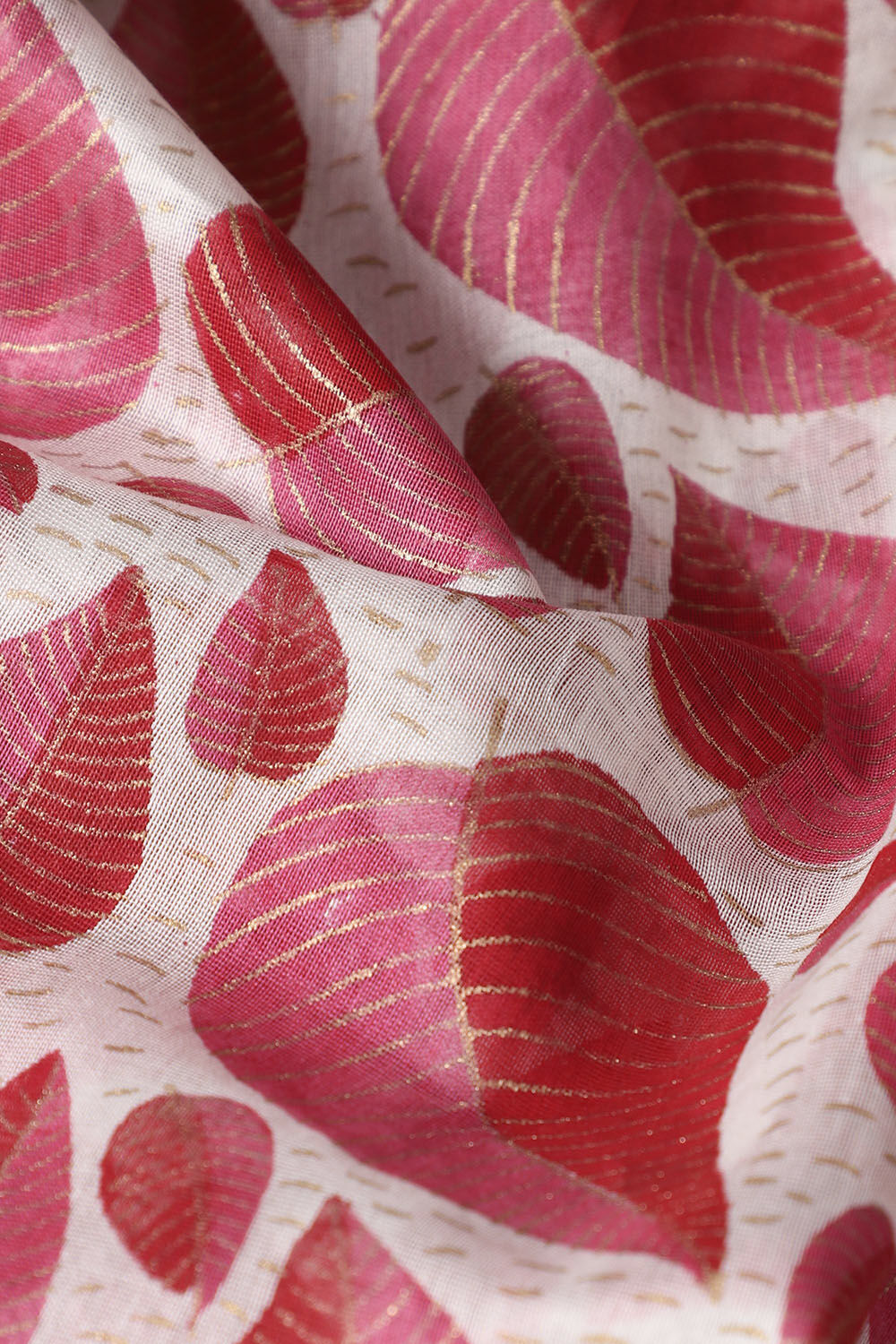Off White and Red Pure Silk Cotton Hand Printed Saree image number null