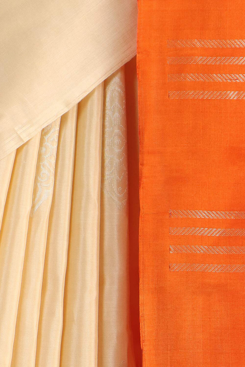 Beige Pure Silk Tencel South Saree image number null